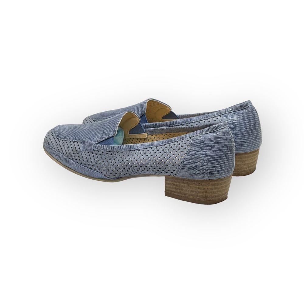 Amalfi by Rangoni ❃ Fabrizia Perforated Suede Moccasin Flats ❃ Chambray Metallic - Picture 6 of 16